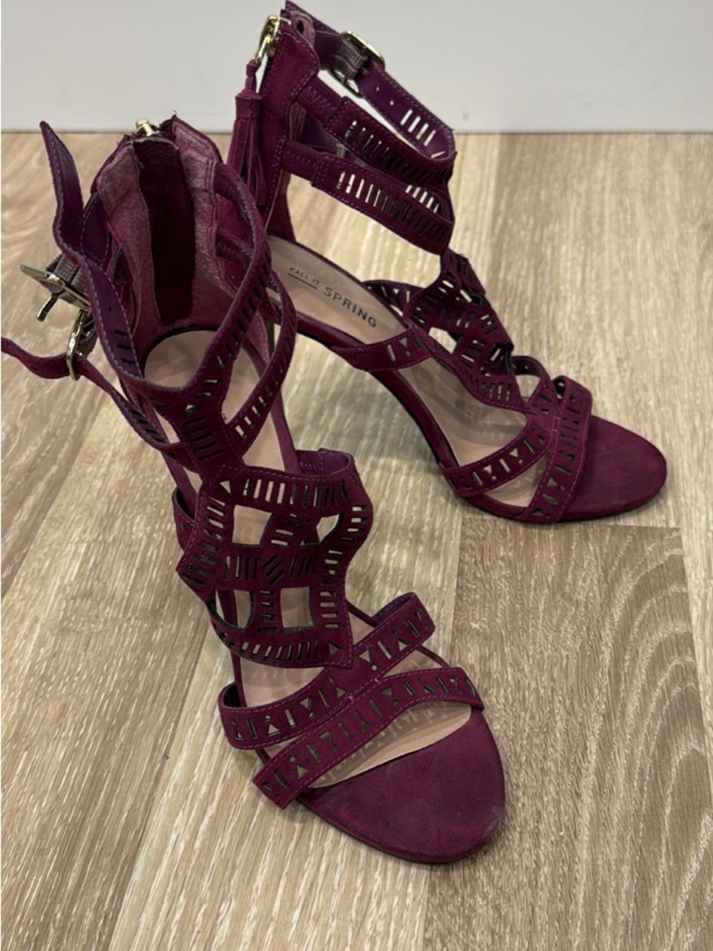 Call It Spring Women's Wine Cutout Strappy Heeled Sandals